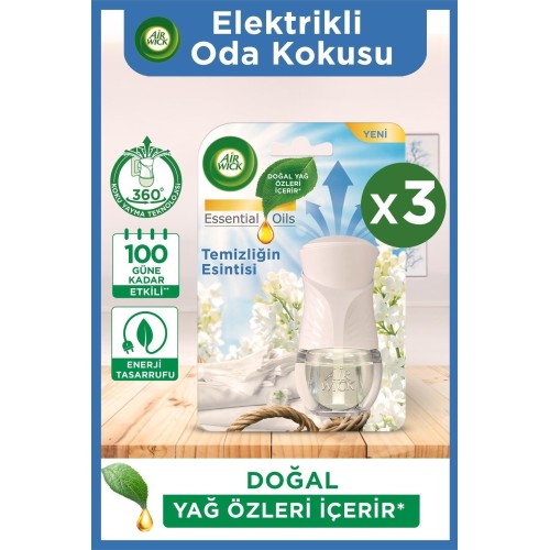 Air Wick Elektrikli Oda Kokusu ve Cihaz Temizliğin Esintisi x 3 Adet